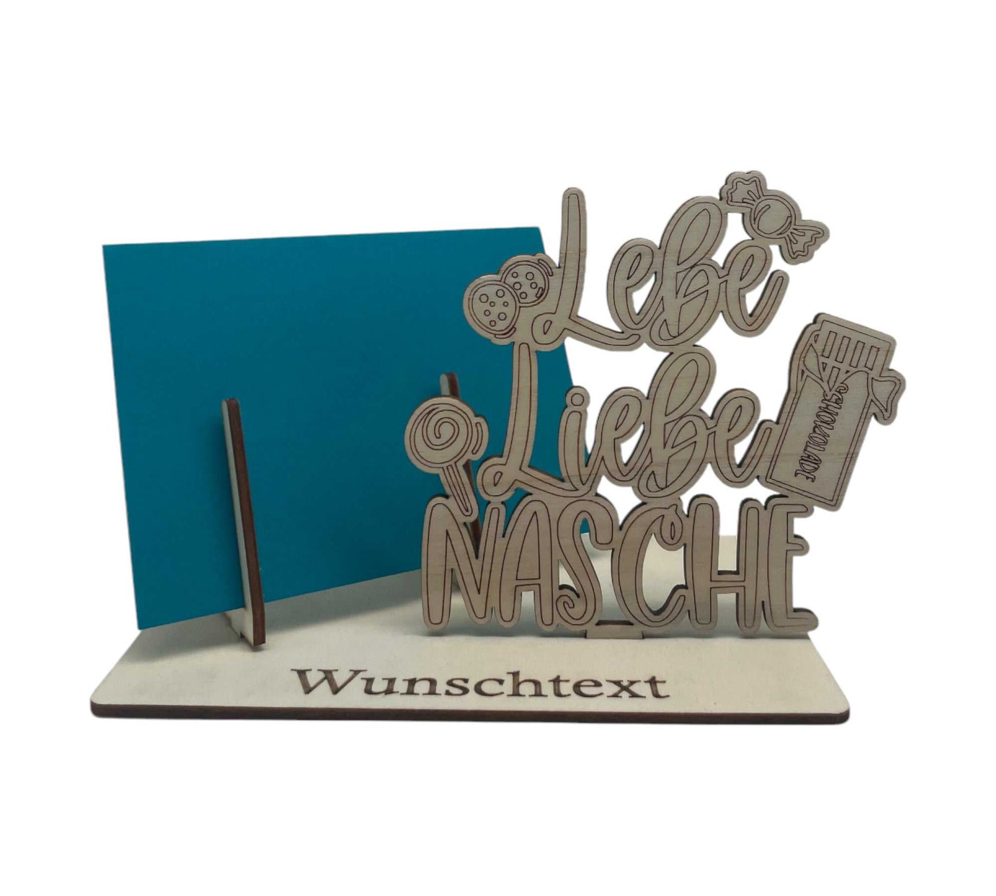 Gutscheinhalter aus Holz mit Schokoladen Motiv