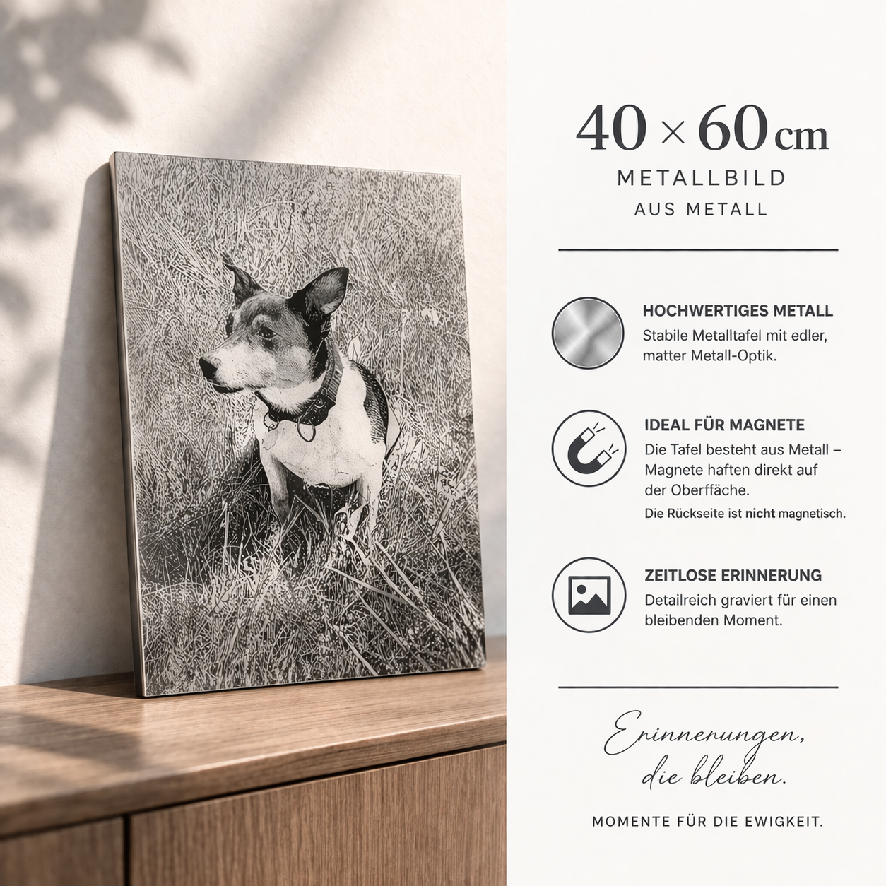 Magnettafel mit Foto als Gravur und funktionaler Oberfläche