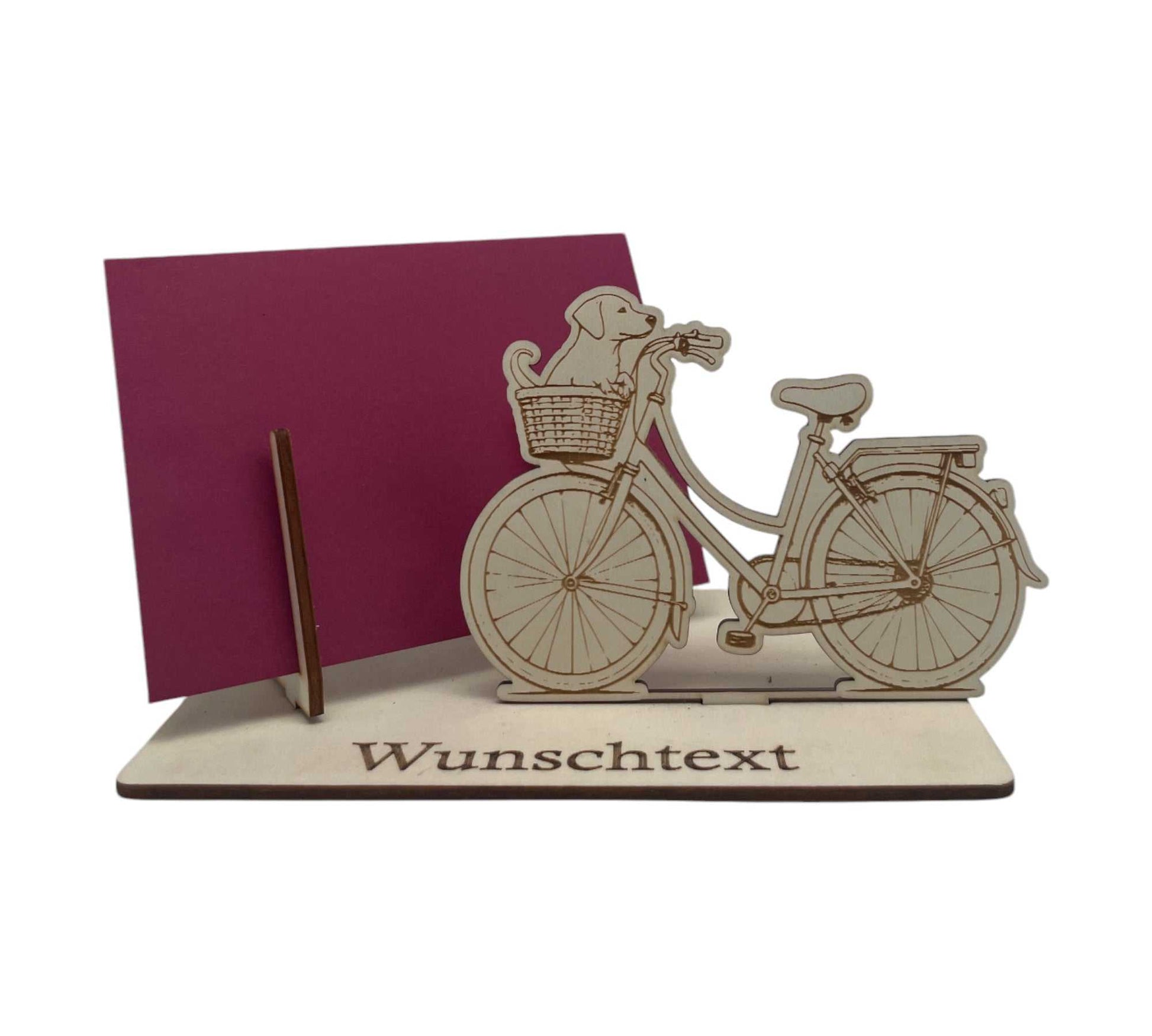 Gutscheinverpackung für Outdoorfans mit Fahrrad und Hund