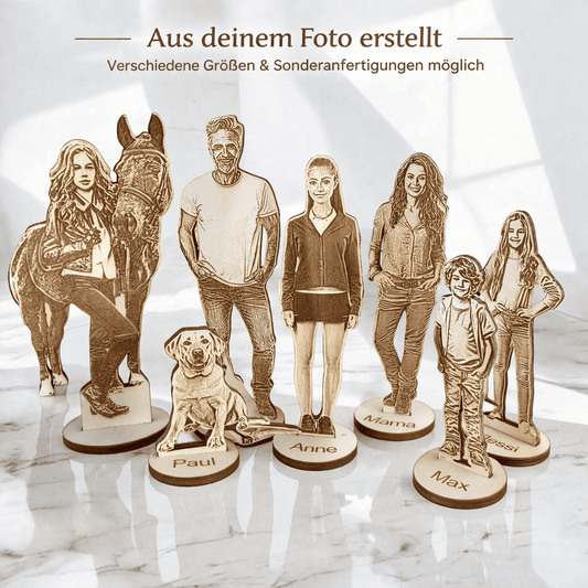 Personalisierte Holzfigur aus Foto als freistehende Figur mit mehreren Personen