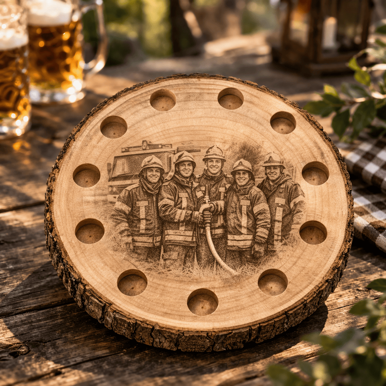 groesse der schnapsbank aus holz mit unterschiedlichen glaeser anordnungen