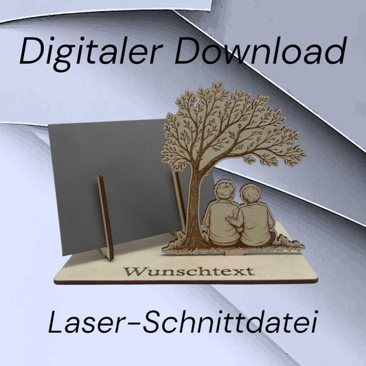 Gutscheinhalter mit Baum & Pärchen – SVG & DXF Laserdatei für Holz
