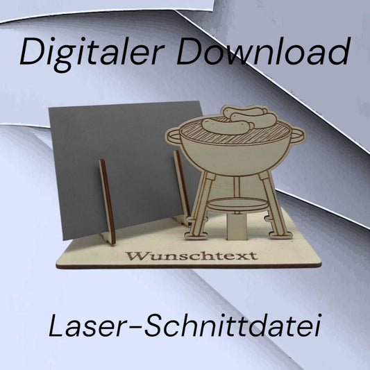 SVG & DXF Laserdatei – Offener Grill als Gutscheinhalter für Holzprojekte im BBQ-Stil