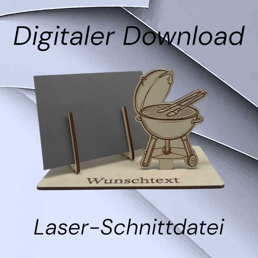 SVG & DXF Laserdatei – Gutscheinhalter mit Grill (mit Deckel) im BBQ-Design für Holz