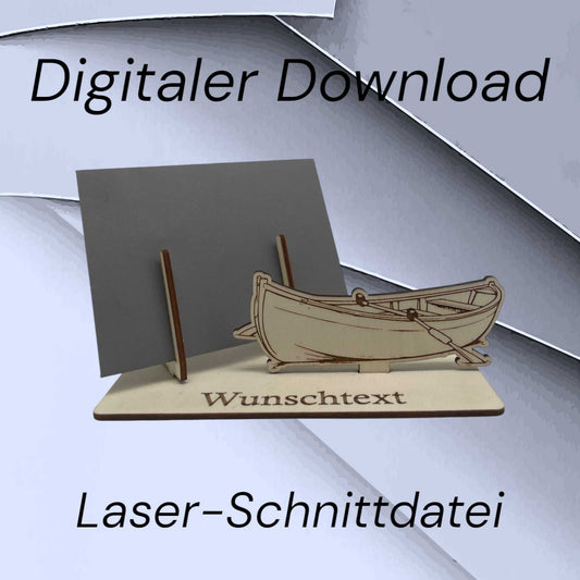 Gutscheinhalter mit Ruderboot-Motiv als SVG & DXF Laserdatei – Ideal für maritime Geschenke & Lasercut-Projekte