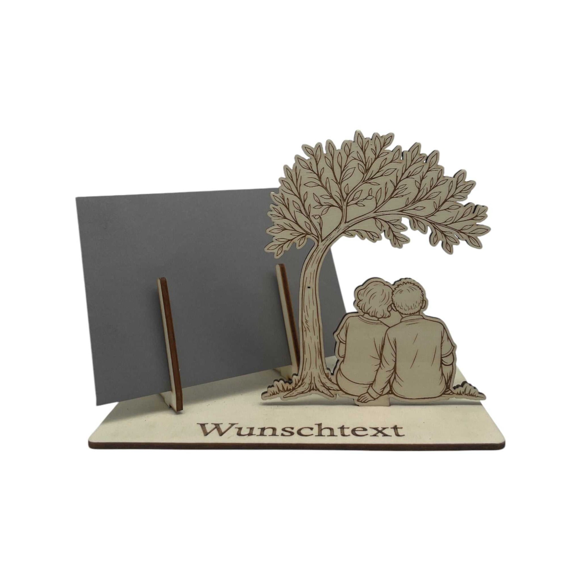SVG & DXF Laserdatei – Gutscheinhalter mit Pärchen unter Baum, für Holz