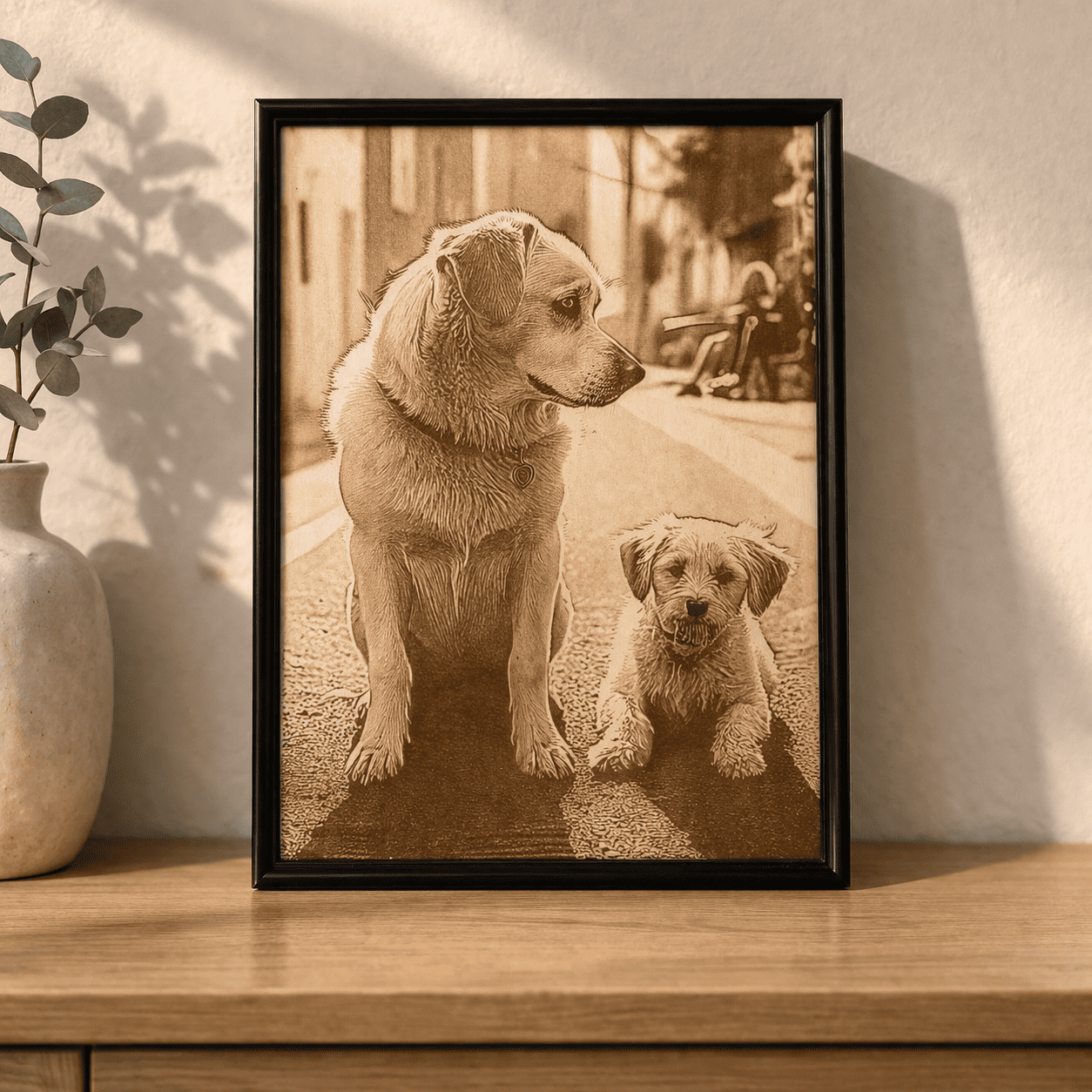 personalisiertes holzbild mit eigenem foto graviert wanddeko aus pappelsperrholz als erinnerung oder geschenk individuell gefertigt