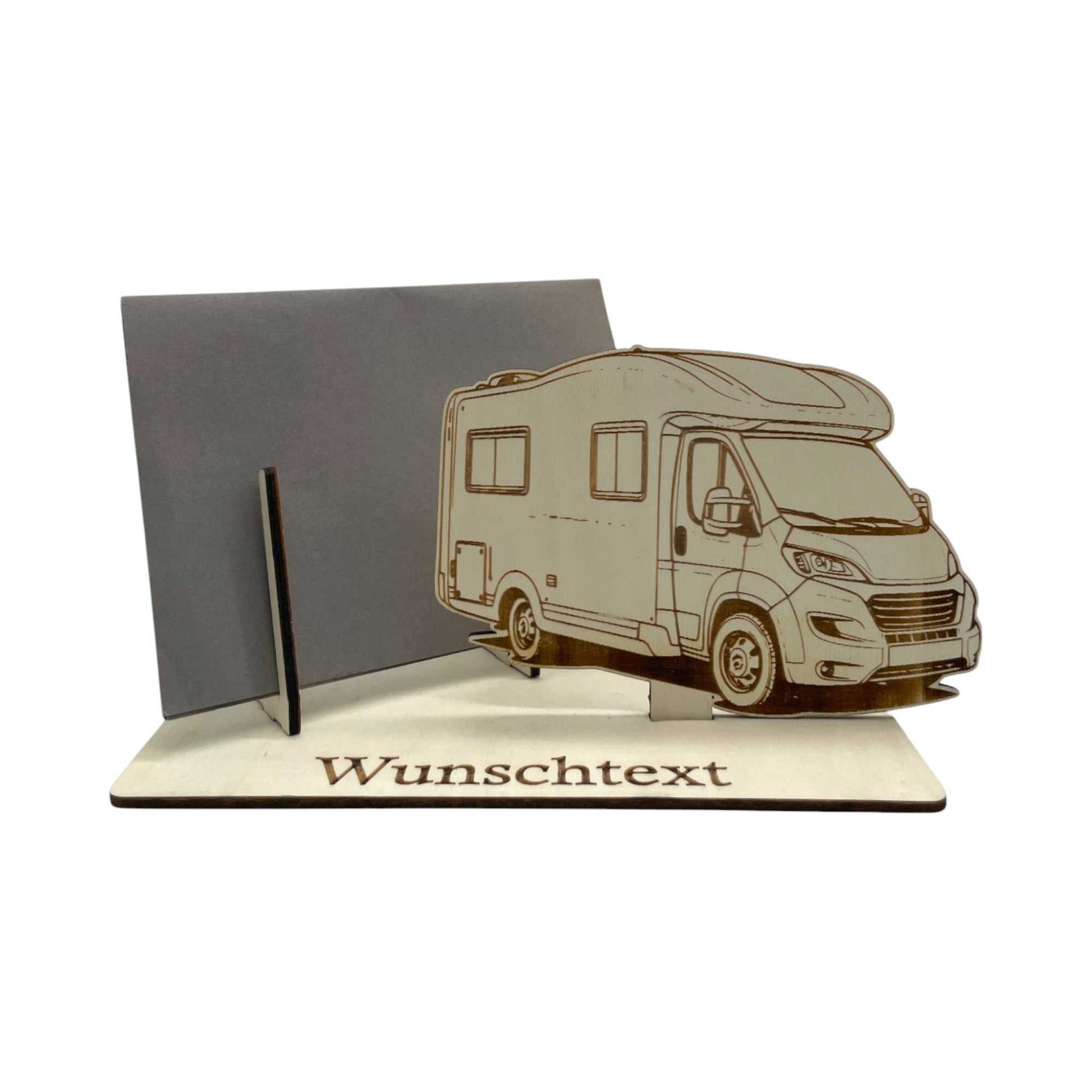 Gutscheinhalter mit graviertem Wohnmobil, Umschlag und individueller Gravur